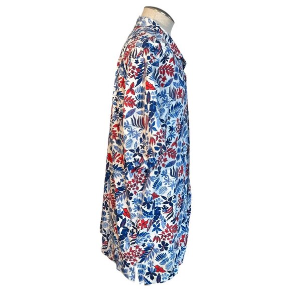 Tommy Bahama Shirt Mens XL 100% Silk Camp Hawaiian Floral Ref Blue White Button - Picture 4 of 9